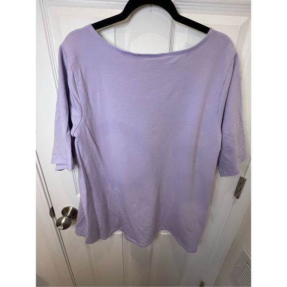 Quacker Factory purple short sleeve embroidered beaded blouse 2X - Picture 2 of 7